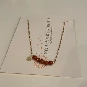 Hamsa and caramel crystal choker necklace